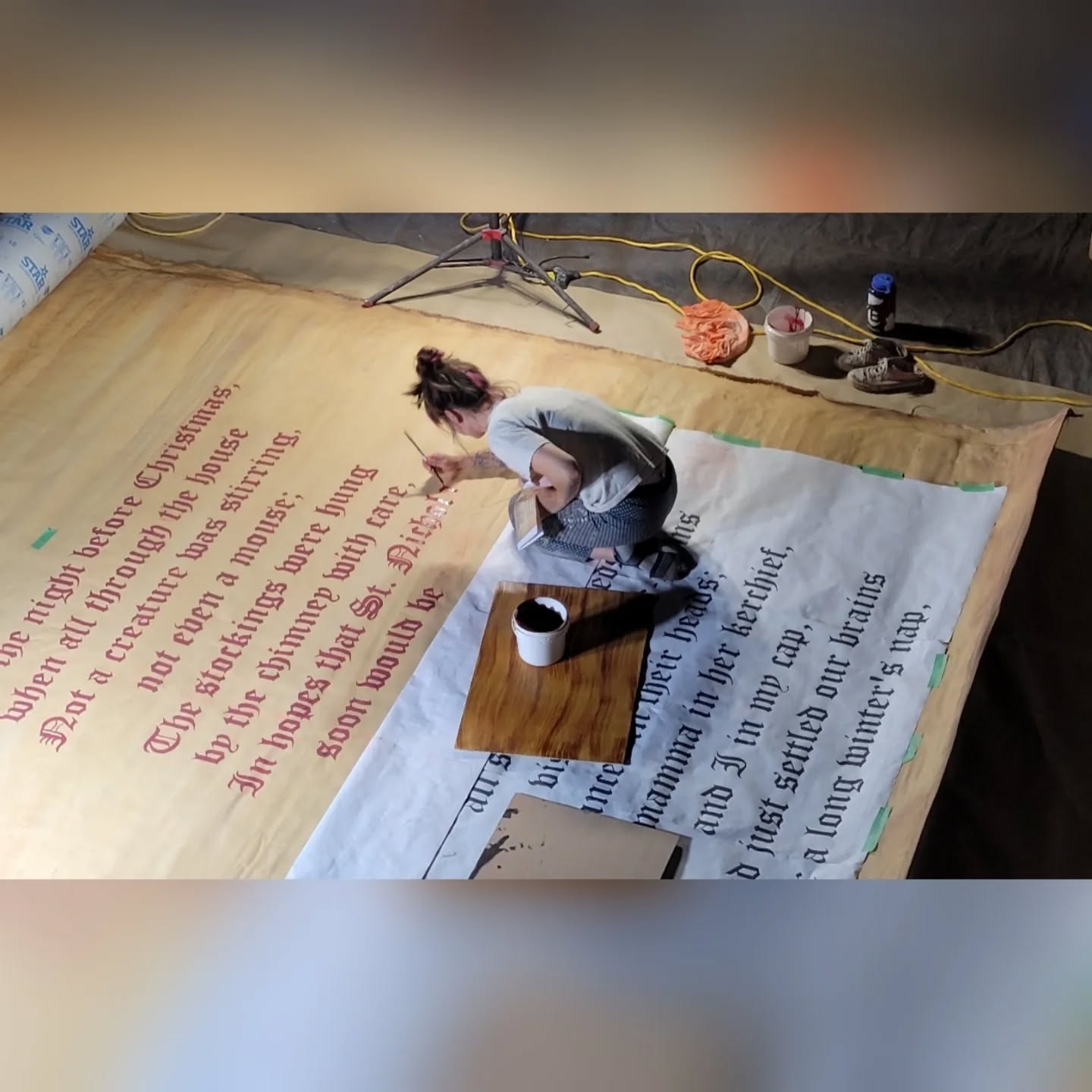 Melissa at work on a large painting